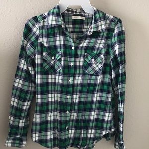 Green and Blue plaid button down shirt